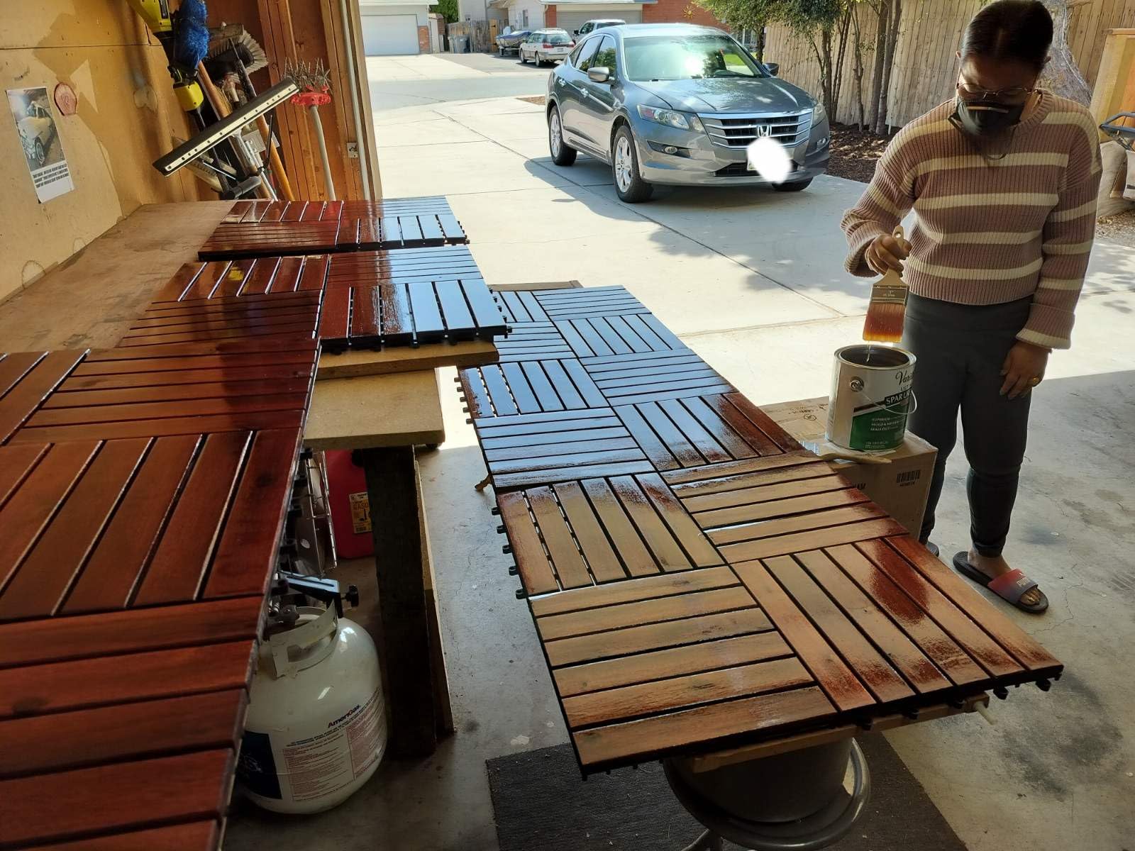 PrimeZone 27 PCS Solid Acacia Wood Interlocking Patio Deck Tiles - 12