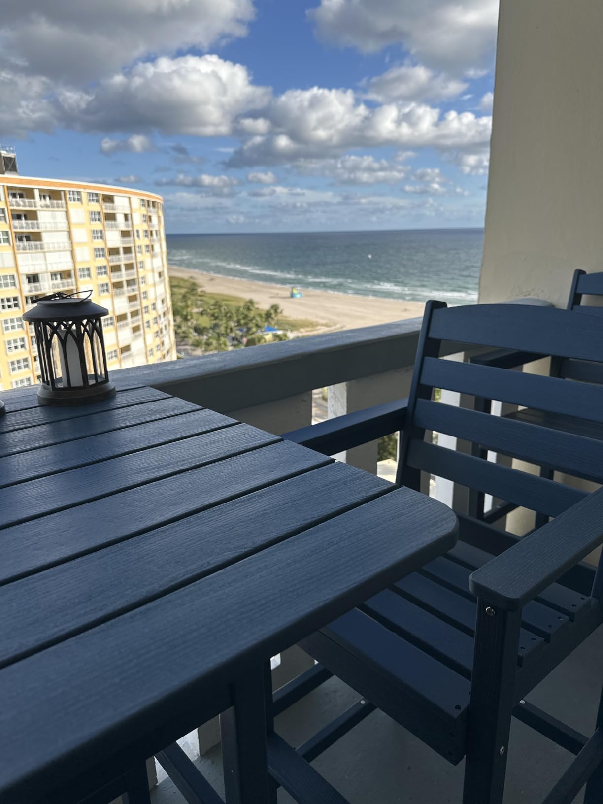SERWALL Balcony Adirondack Chairs and Table 3 Pieces Set, Adirondack Bar Height Chairs Set of 2 and Bar Table, Outdoor Bar Stools Set, Gray - Customer Photo 1