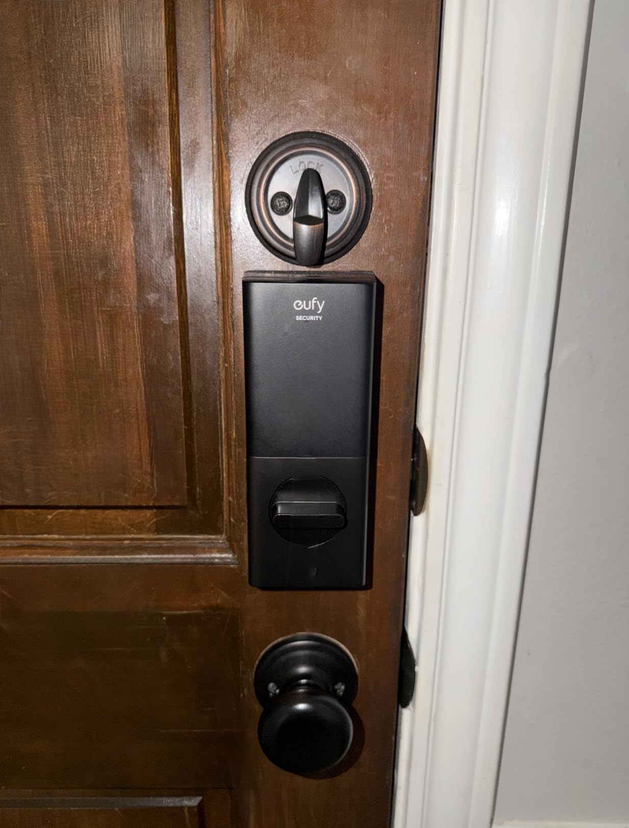 eufy Security Smart Lock C220, Fingerprint Keyless Entry Door Lock, Built-in Wi-Fi, App Remote Control, Front Door Smart Lock Deadbolt, 8Months Battery, Reliable Power, IP53 Waterproof, BHMA Grade 3 customer photo 1