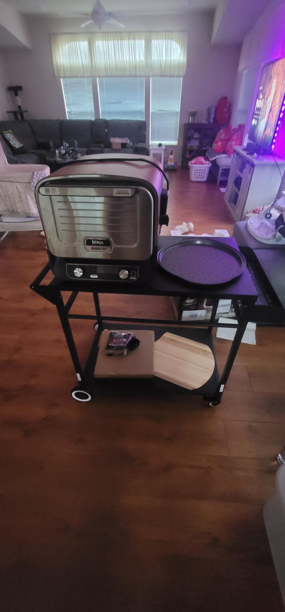 Koutemie Outdoor Grill Cart Table with 4 Wheels for Blackstone 17