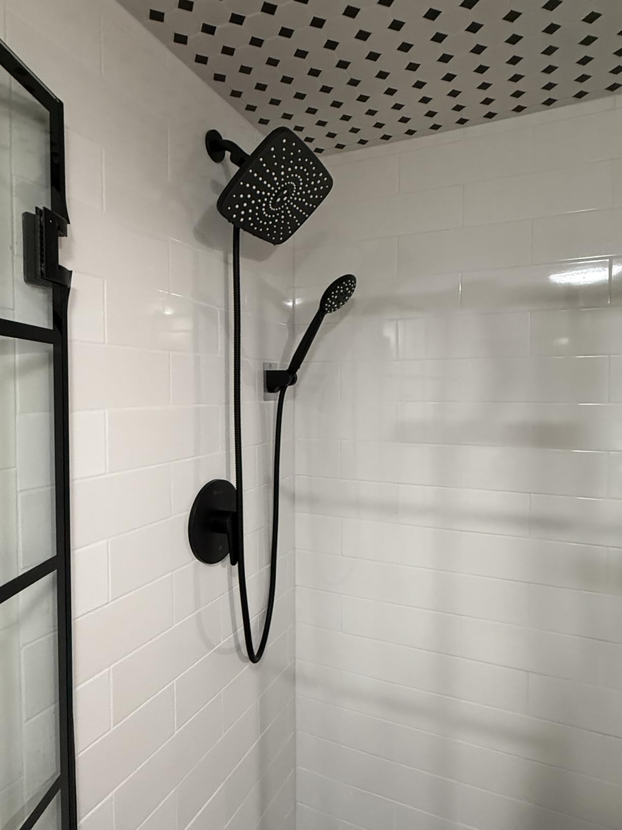 Veken 11.8 Inch Rain Shower Head with Handheld- High Pressure Dual Shower Heads with 5 Modes Handheld Spray Combo- Wide Rainfall Showerhead with Hose, Bathroom Accessories, Matte Black - Customer Photo 3