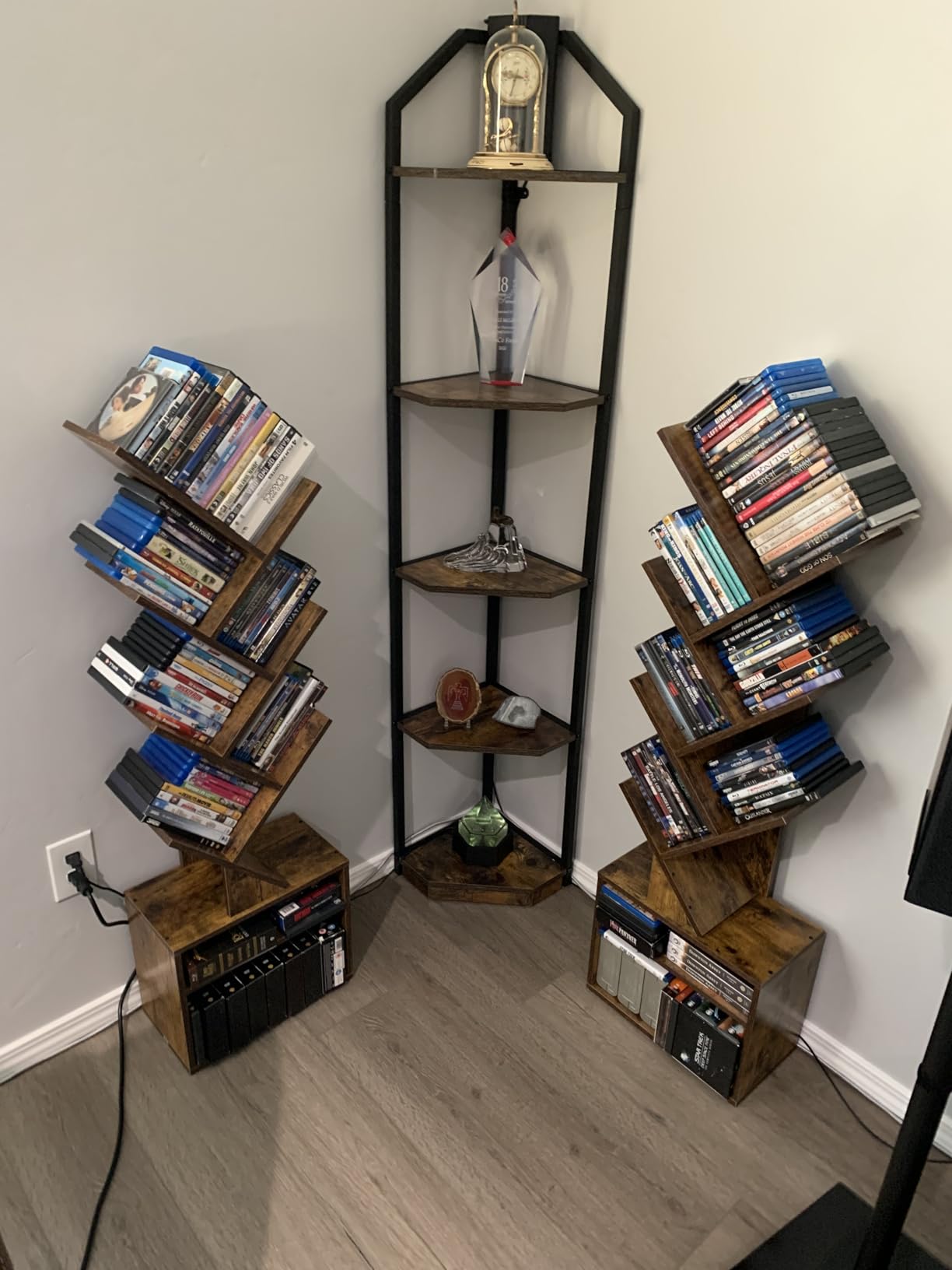 SUNMORY 6 Tier Tree Bookshelf, Small Bookcase with Storage Cabinet, Modern Tall Narrow Bookshelves Organizer, Floor Standing Book Shelf for Bedroom/Living Room/Home Office/Corner, Rustic Brown - Customer Photo 1