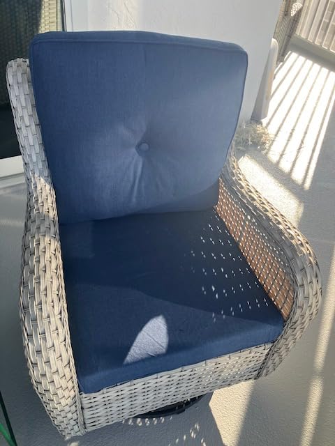 Belord Wicker Patio Furniture Sets - 8 Piece Outdoor Rattan Furniture Conversation Sets with 4 Swivel Rocker Chairs, Rattan Sofa, Wicker Ottomans and Coffee Table, Light Grey/Baby Blue - Customer Photo 2