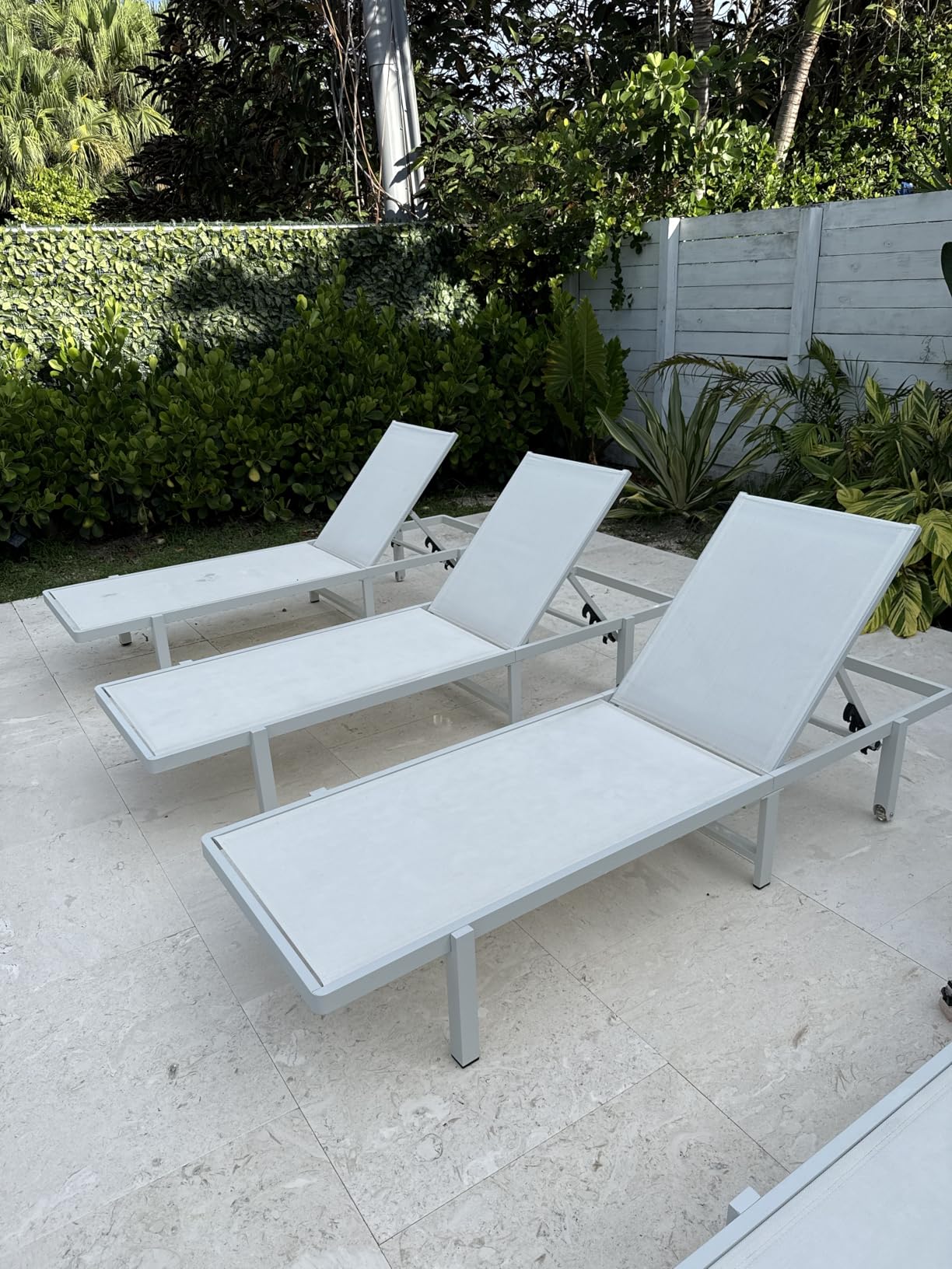 Ciokea Aluminum Chaise Lounge Chair Outdoor with Wheels, Patio Lounge Chair with Adjustable 5-Position Recliner and Full Flat Tanning Chair for Patio, Beach, Pool, Khaki - Customer Photo 1