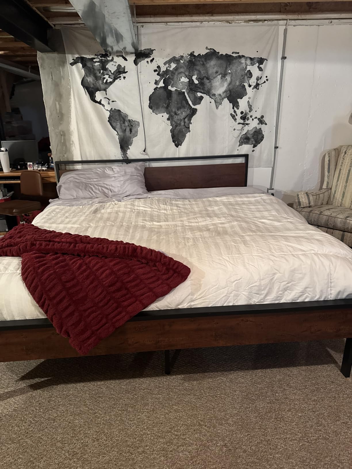 SHA CERLIN 14 Inch Queen Size Metal Platform Bed Frame with Wooden Headboard and Footboard, Mattress Foundation, No Box Spring Needed, Large Under Bed Storage, Non-Slip Without Noise, Black Oak - Customer Photo 2