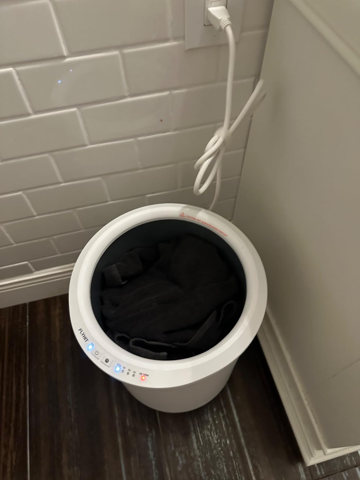 FLYHIT Large Towel Warmer for Bathroom - Heated Towel Warmers Bucket, Wood Handle, Auto Shut Off, Fits Up to Two 40