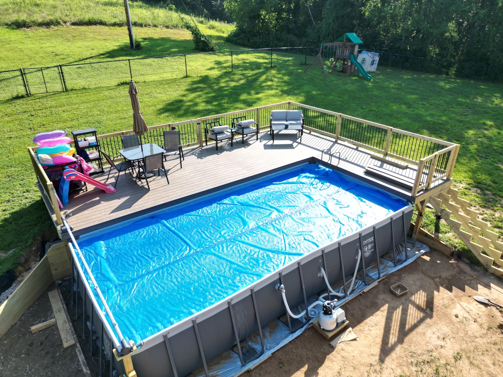 In The Swim 16' x 32' Premium Blue Rectangle Solar Pool Cover 12 Mil for Solar Heating Above Ground Pools and Inground Pools - Customer Photo 2