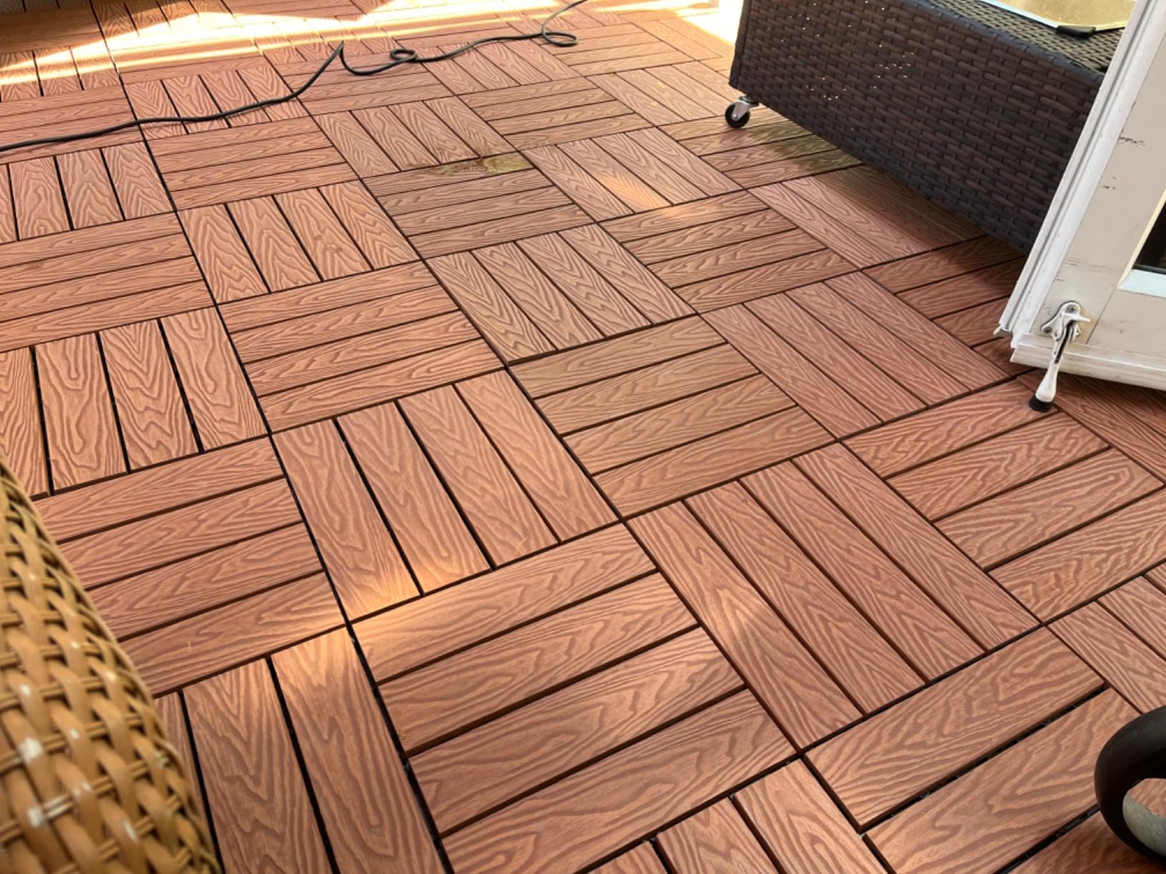 IDZO Wood Plastic Composite Deck Tiles Set of 10, Sustainable FSC Composite Decking Resist Rust, Water, Weather, Easy to DIY & Maintain, Ideal for Patios, Balconies, Rooftops, Decks - Grey - Customer Photo 2