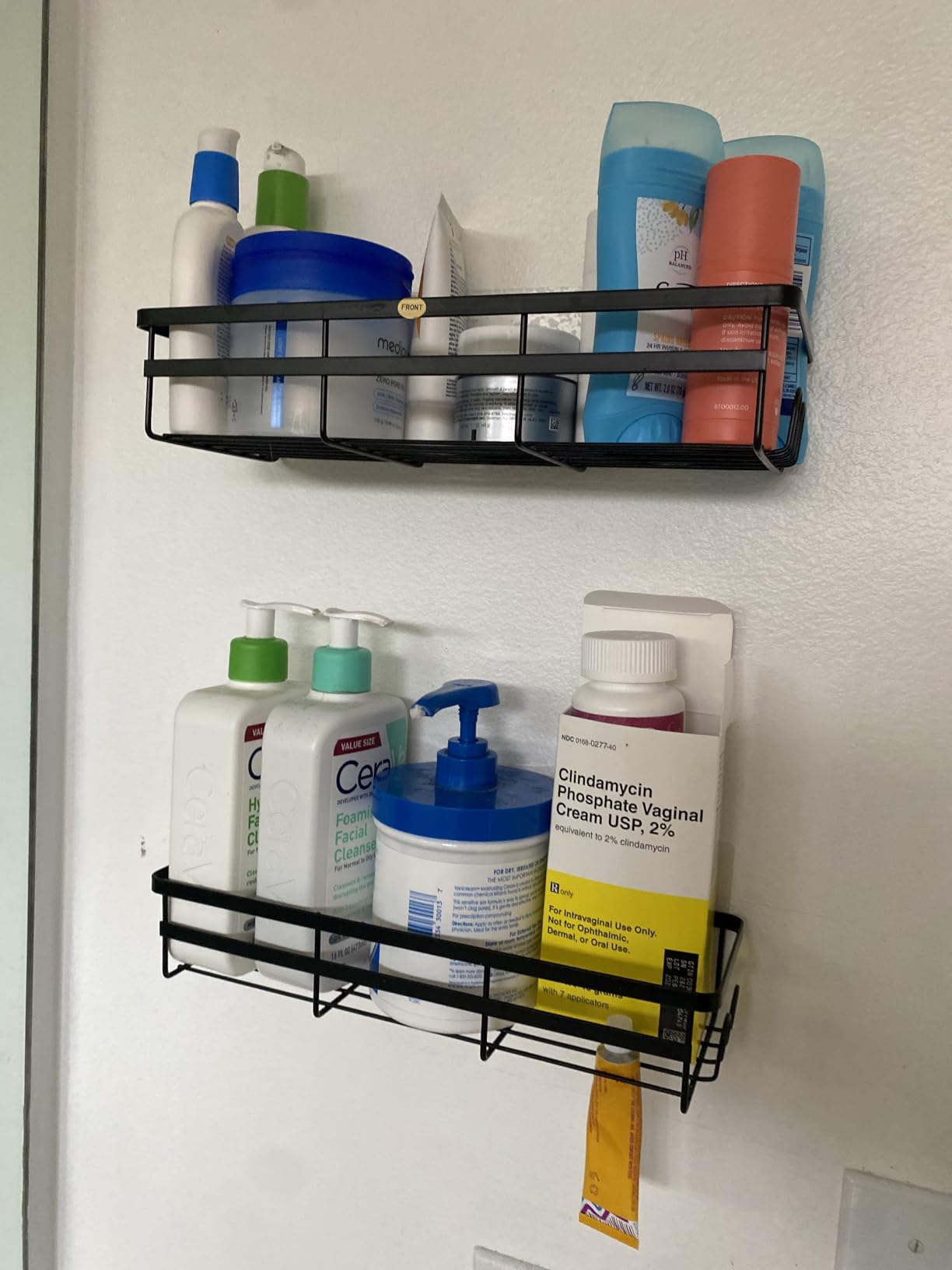 WOWBOX Shower Caddies 2 Pack - Adhesive Hanging Shower Shelf - Bathroom Organizers and Storage, No Drilling Stainless Shower Shelves for Home Decor, Bathroom Accessories - Customer Photo 2