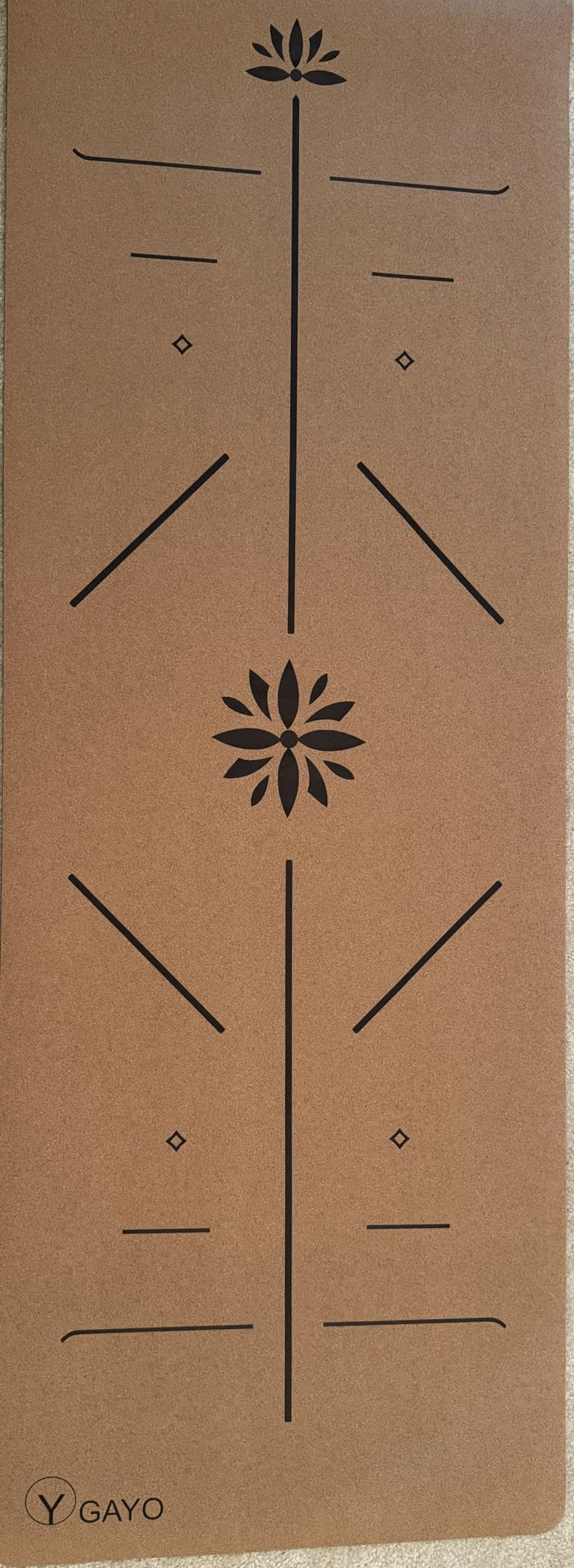 Y O Gayo Premium Yoga Cork Mat | 5mm Thick Natural Tree Rubber Base and Bigger Mat for Extra Support, Alignment lines for Guidance | Non-Slip, Sustainable, Your Ultimate Yoga Companion - Customer Photo 1