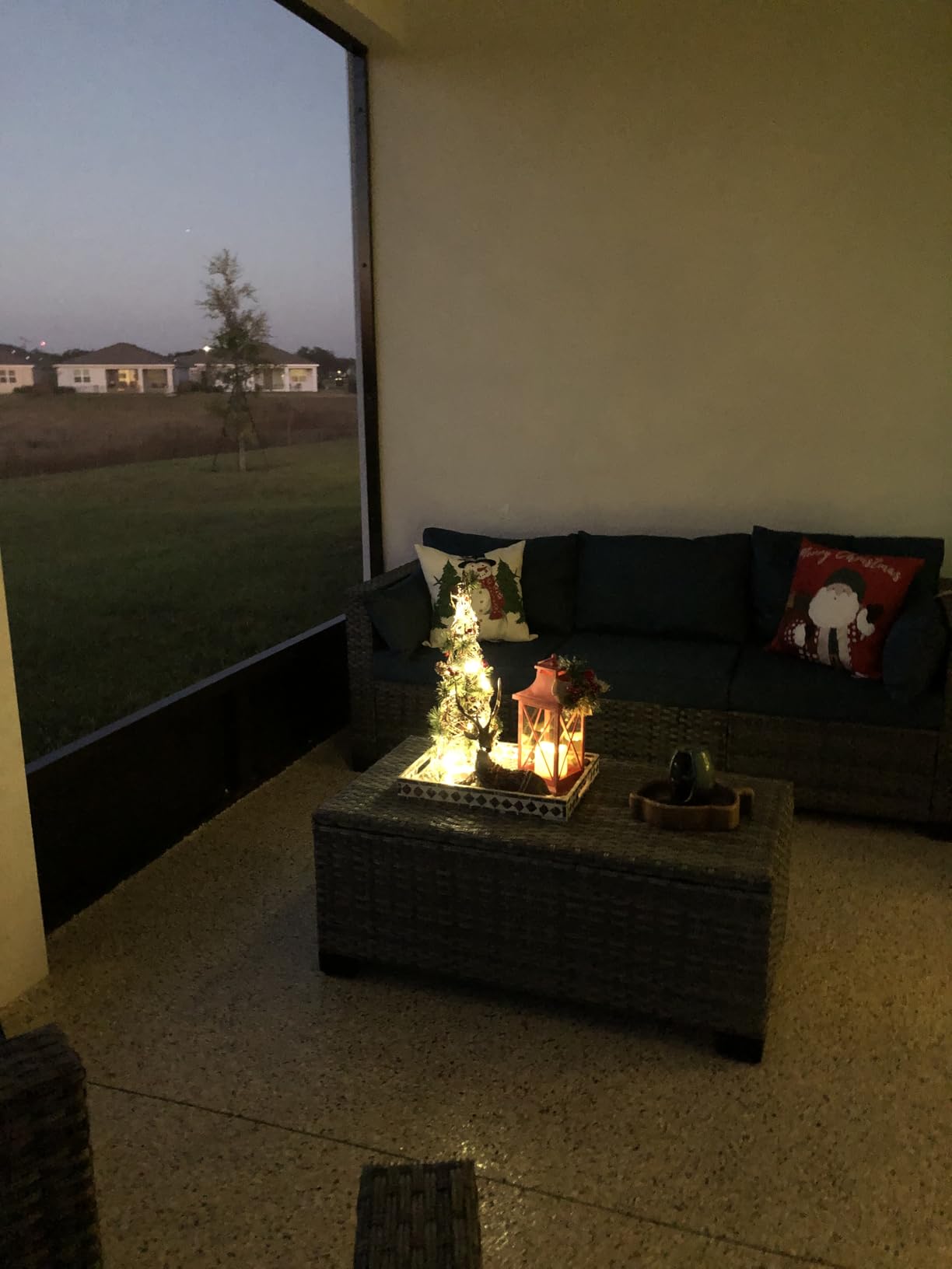 Lviden 4 Piece Wicker Patio Furniture Sets Outdoor Conversation Set PE Rattan Sectional Sofa Couch with Storage Table and Peacock Blue Cushions - Customer Photo 1