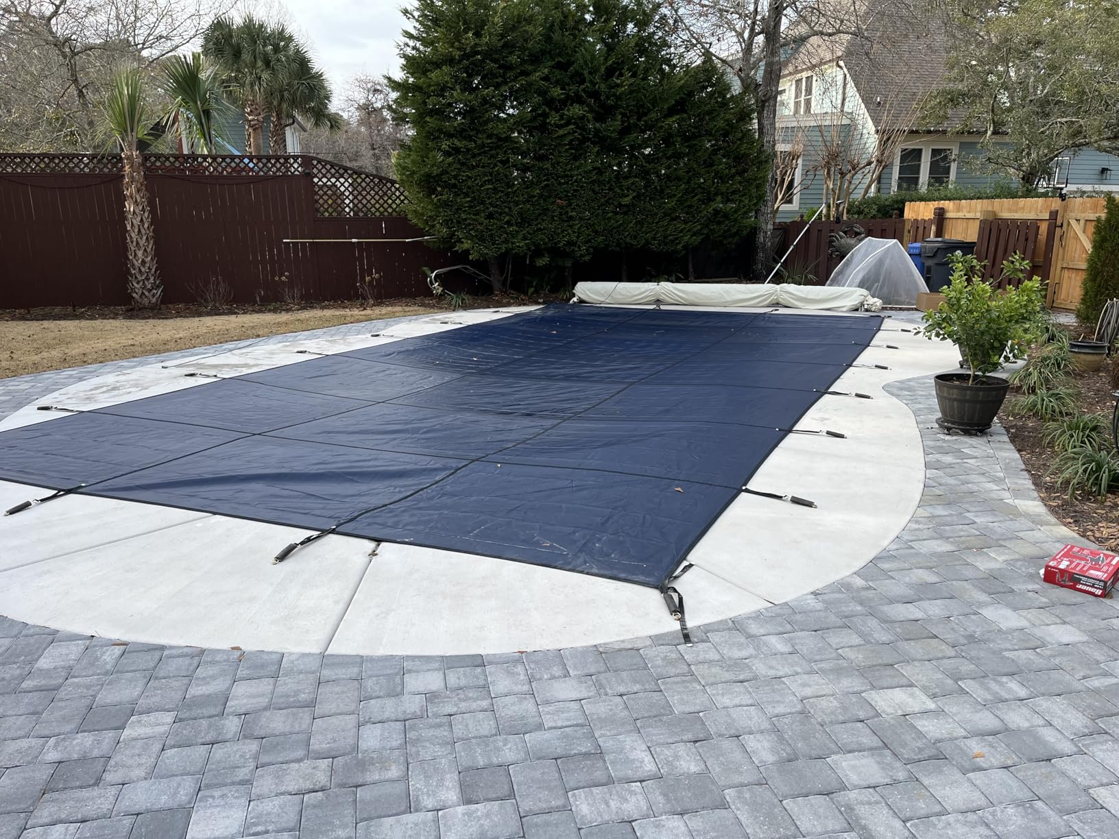 iCOVER Inground Pool Safety Cover, 18x36ft Rectangle Winter Safety Pool Cover for Inground Swimming Pools, Winter Pool Cover, Pool Covers for Inground Pools, Triple Stitched for High Strength, Blue - Customer Photo 1