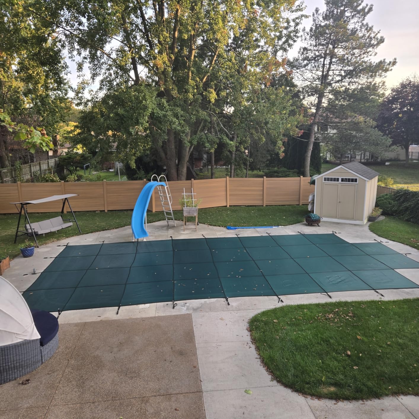 iCOVER Inground Pool Safety Cover, 18x36ft Rectangle Winter Safety Pool Cover for Inground Swimming Pools, Winter Pool Cover, Pool Covers for Inground Pools, Triple Stitched for High Strength, Blue - Customer Photo 2