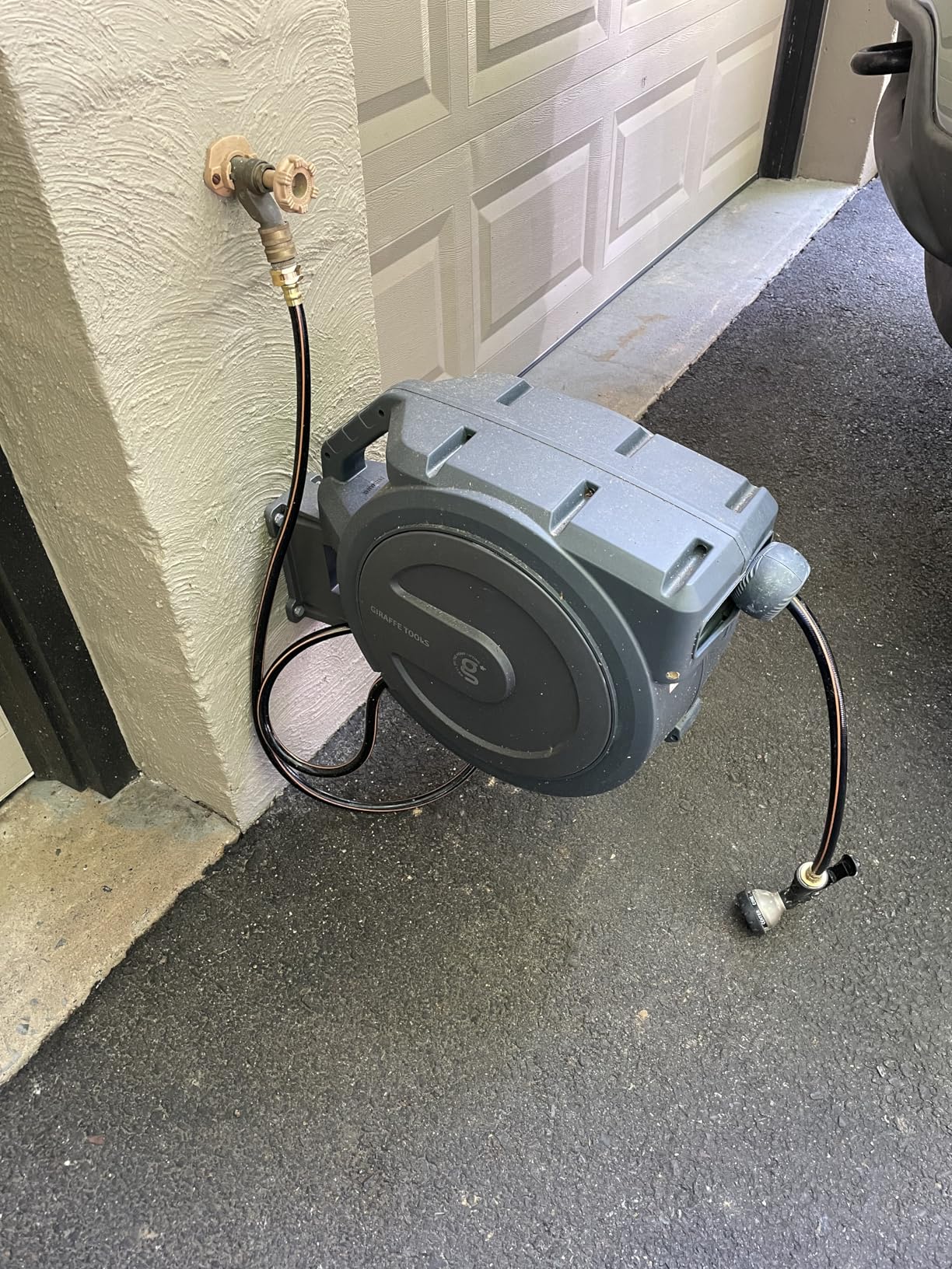 Giraffe Tools Garden Hose Reel Cart with Wheels, Heavy Duty Metal Water Hose Reel Cart, 200 ft of 1/2 Capacity, Mobile Hose Reel Cart for Outside - Customer Photo 1