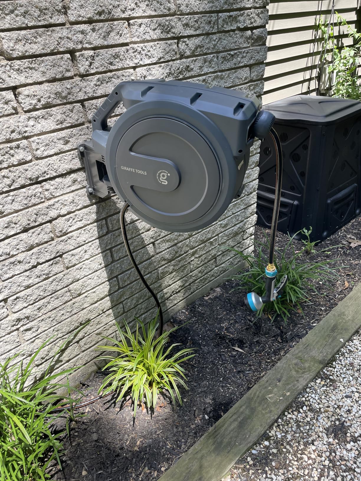 Giraffe Tools Garden Hose Reel Cart with Wheels, Heavy Duty Metal Water Hose Reel Cart, 200 ft of 1/2 Capacity, Mobile Hose Reel Cart for Outside - Customer Photo 2