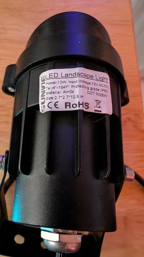 SUNVIE 12 Pack RGBW Color Changing Landscape Lights with 300W Low Voltage Landscape Transformer 12-24V LED Landscape Lighting Kit Waterproof Multicolor Spotlights for Christmas House Yard Tree Garden - Customer Photo 2