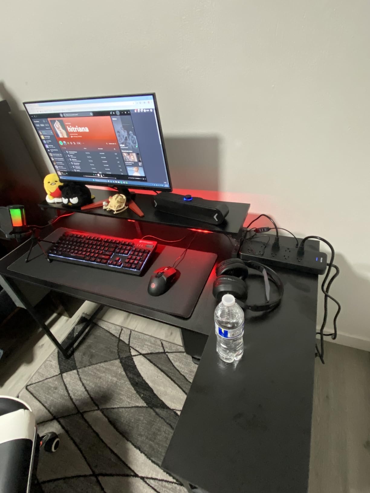 ODK 48 Inch Gaming Desk with USB Charging Ports and LED Lights, Reversible L Shaped Computer Desk with Storage Shelves & Monitor Stand, Corner Gamer Desk Table with Power Outlets, Black - Customer Photo 1