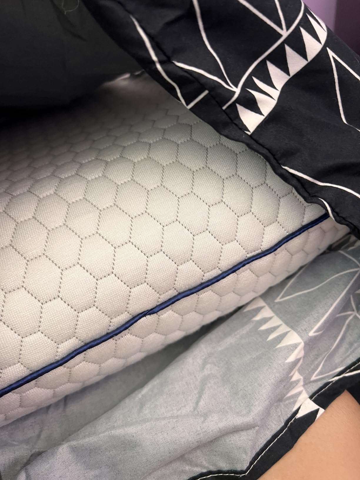 CushyOasis Memory Foam Pillows for Side, Back and Stomach Sleepers, Bed Pillow with Washable Cover and Breathable Mesh, Bed Pillow for Sleeping Standard Size (Grey) - Customer Photo 2