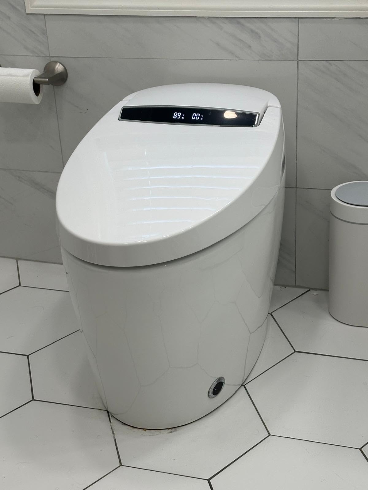 Smart Toilet with Warm Water Sprayer and Dryer, One Piece Bidet Toilet with Auto Dual Flush Foot Sensor Operation, Heated Seat Smart with Built In Fahrenheit LED Display customer photo 2