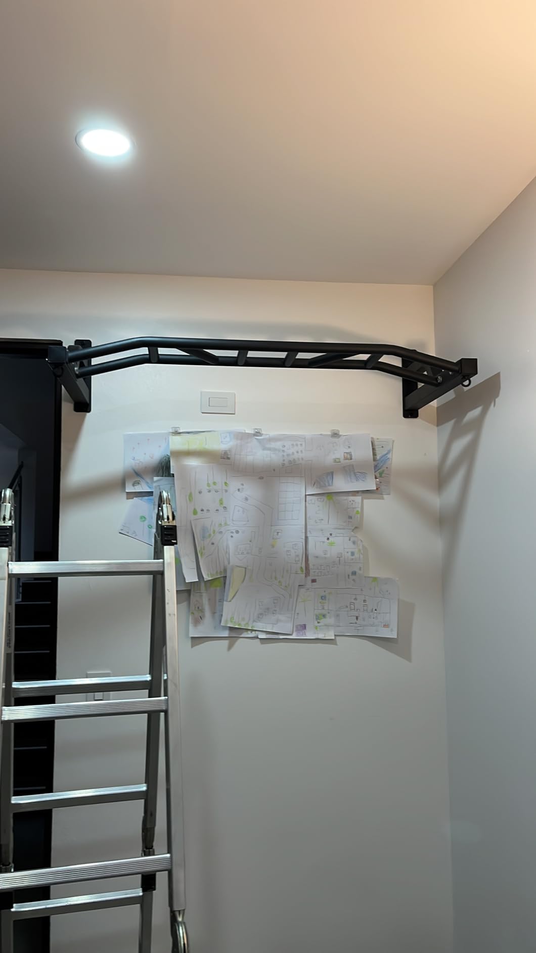 SELEWARE 48'' Heavy Duty Pull Up Bar Wall Mount Multi-function Chin up Bar with Home Gym Cable Pulley System LAT Pulldown Workout Attachments Heavy Bag Hanger - Customer Photo 1