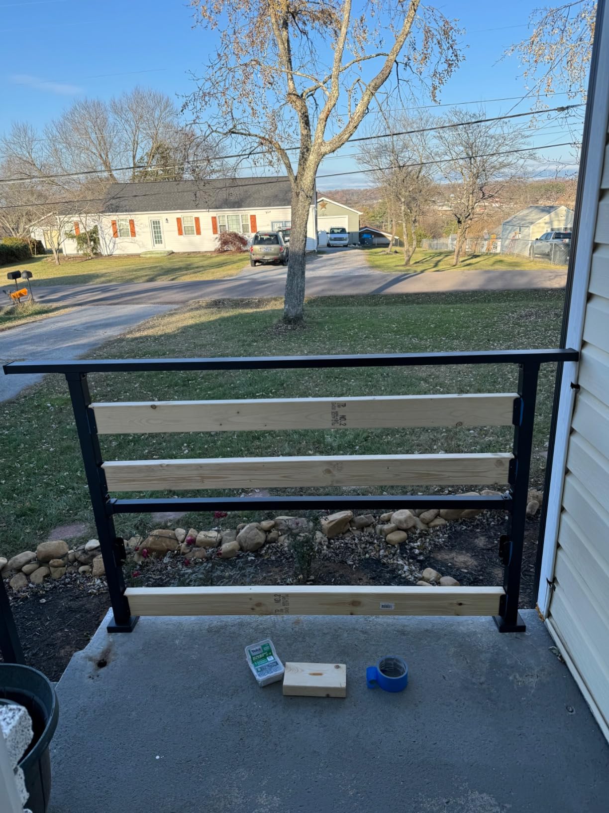 CR Fence & Rail Horizontal Metal Deck Railing, 4ft Wide Residential Handrail for Flat Surfaces, Simple Flat Railing, Black Straight Railing for Decks & Patio Railing, Horizontal Handrail 36inch Tall - Customer Photo 1