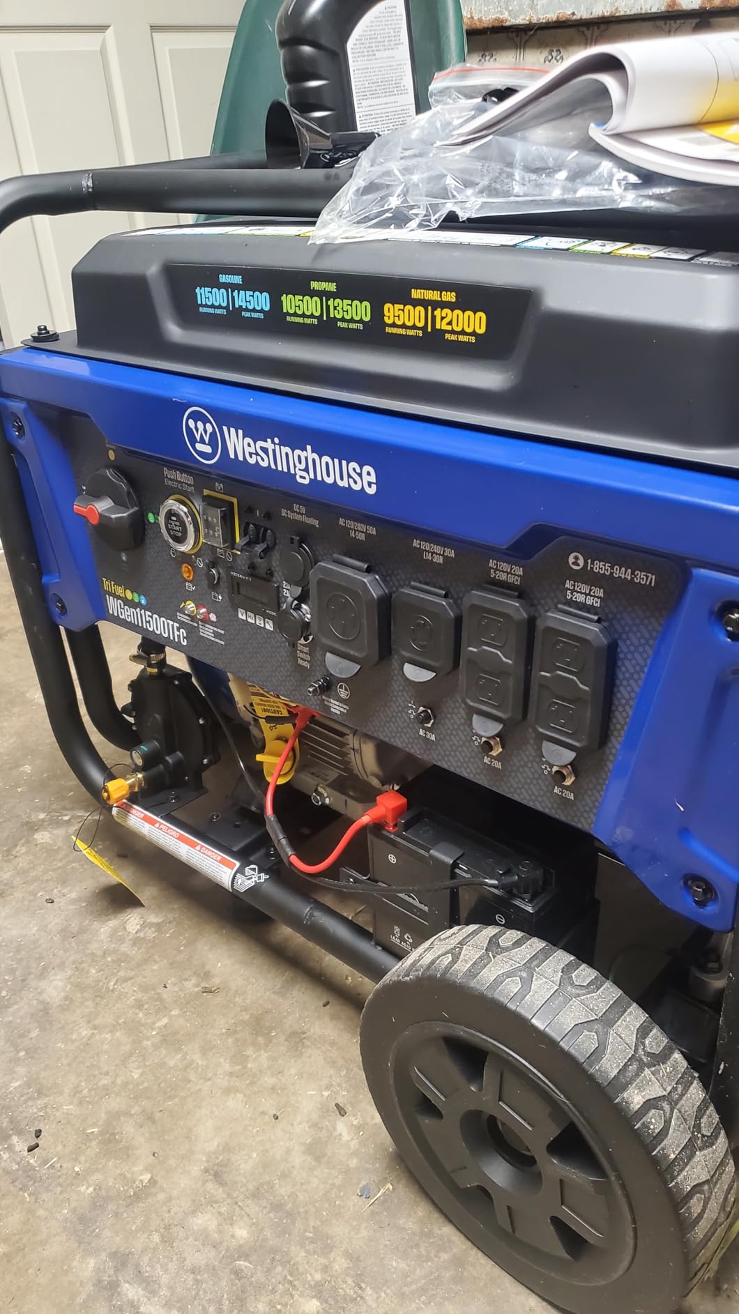 Westinghouse 14500 Peak Watt Tri-Fuel Home Backup Portable Generator, Remote Electric Start, Transfer Switch Ready, Gas, Propane, and Natural Gas Powered - Customer Photo 1