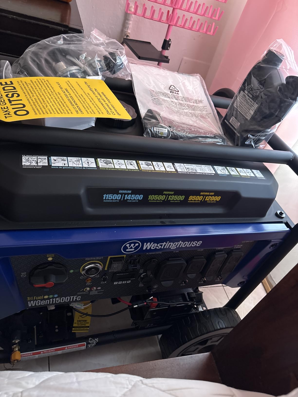 Westinghouse 14500 Peak Watt Tri-Fuel Home Backup Portable Generator, Remote Electric Start, Transfer Switch Ready, Gas, Propane, and Natural Gas Powered - Customer Photo 2