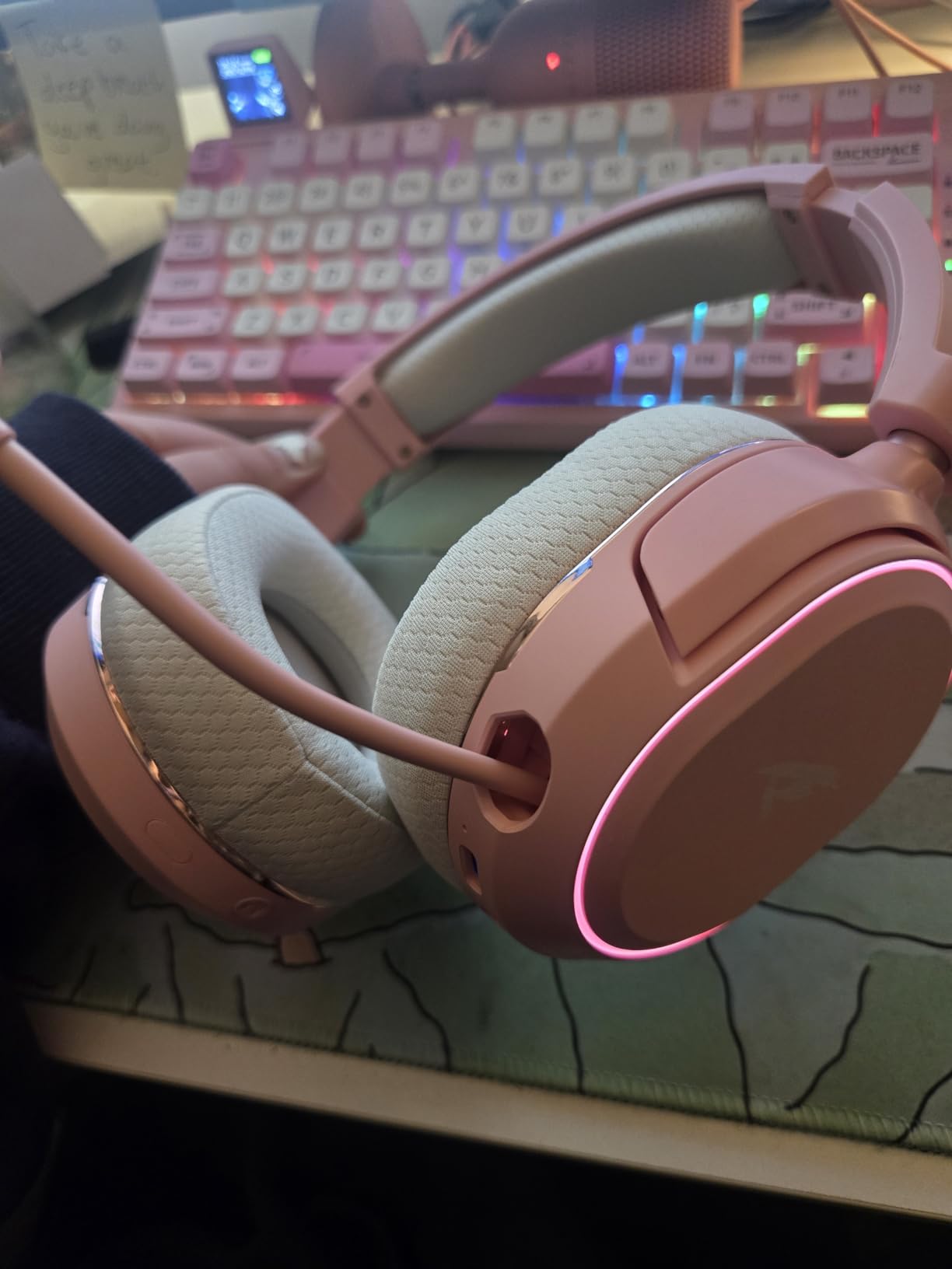 Wireless Gaming Headset, 7.1 Surround Sound, 2.4Ghz USB Gaming Headphones Bluetooth 5.4, 100-Hr Noise Canceling Mic RGB Light, Wireless Headset for PC PS5 PS4 Mac Switch, ONLY Wired Mode Suit for Xbox - Customer Photo 1