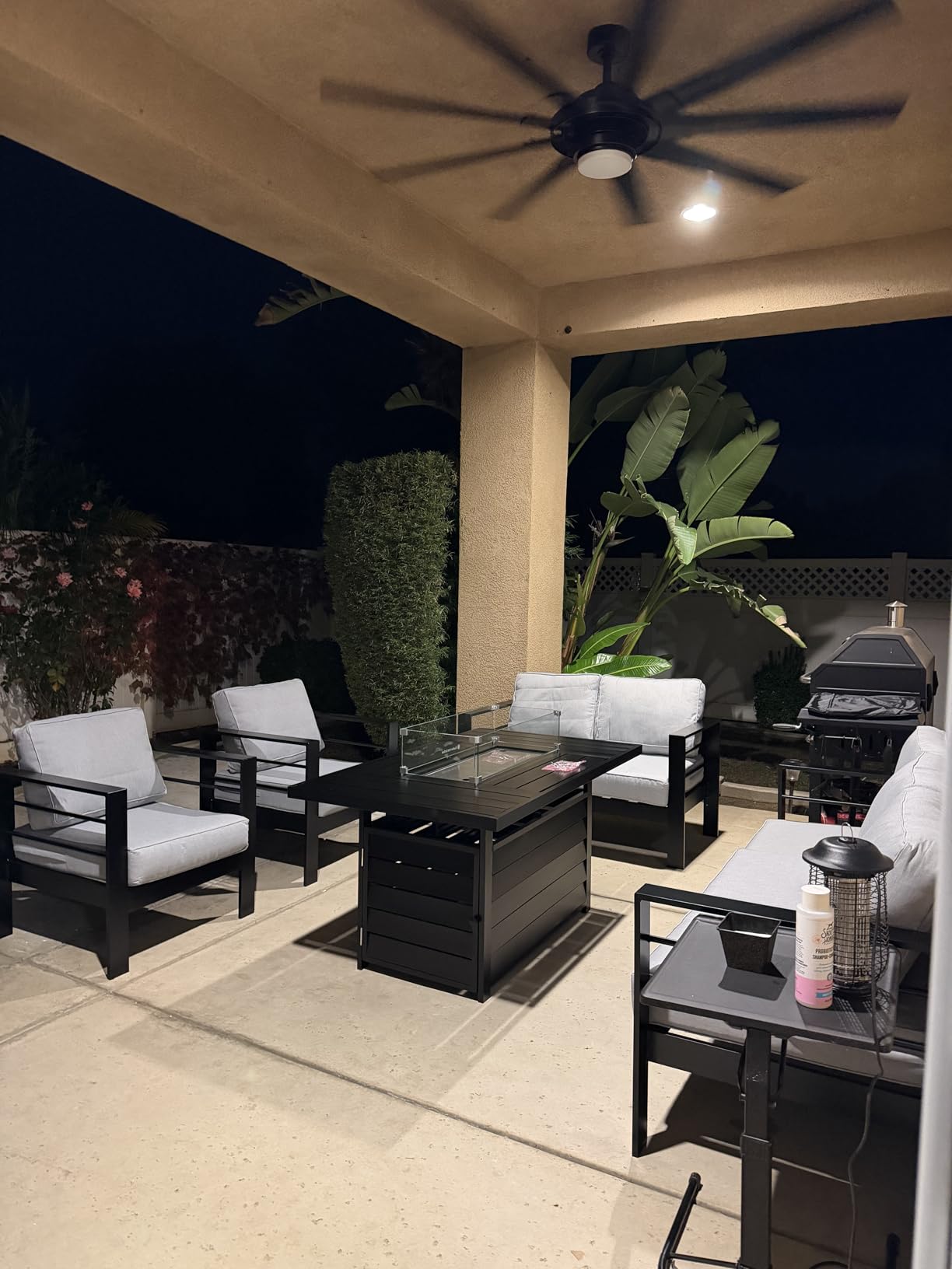 Wisteria Lane Aluminum Patio Furniture Set, 7 Seats Outdoor Conversation Set, Sectional Metal Sofa with 5 Inch Cushion and Coffee Table for Balcony, Backyard, Garden, Black Frame and Grey Cushion - Customer Photo 1