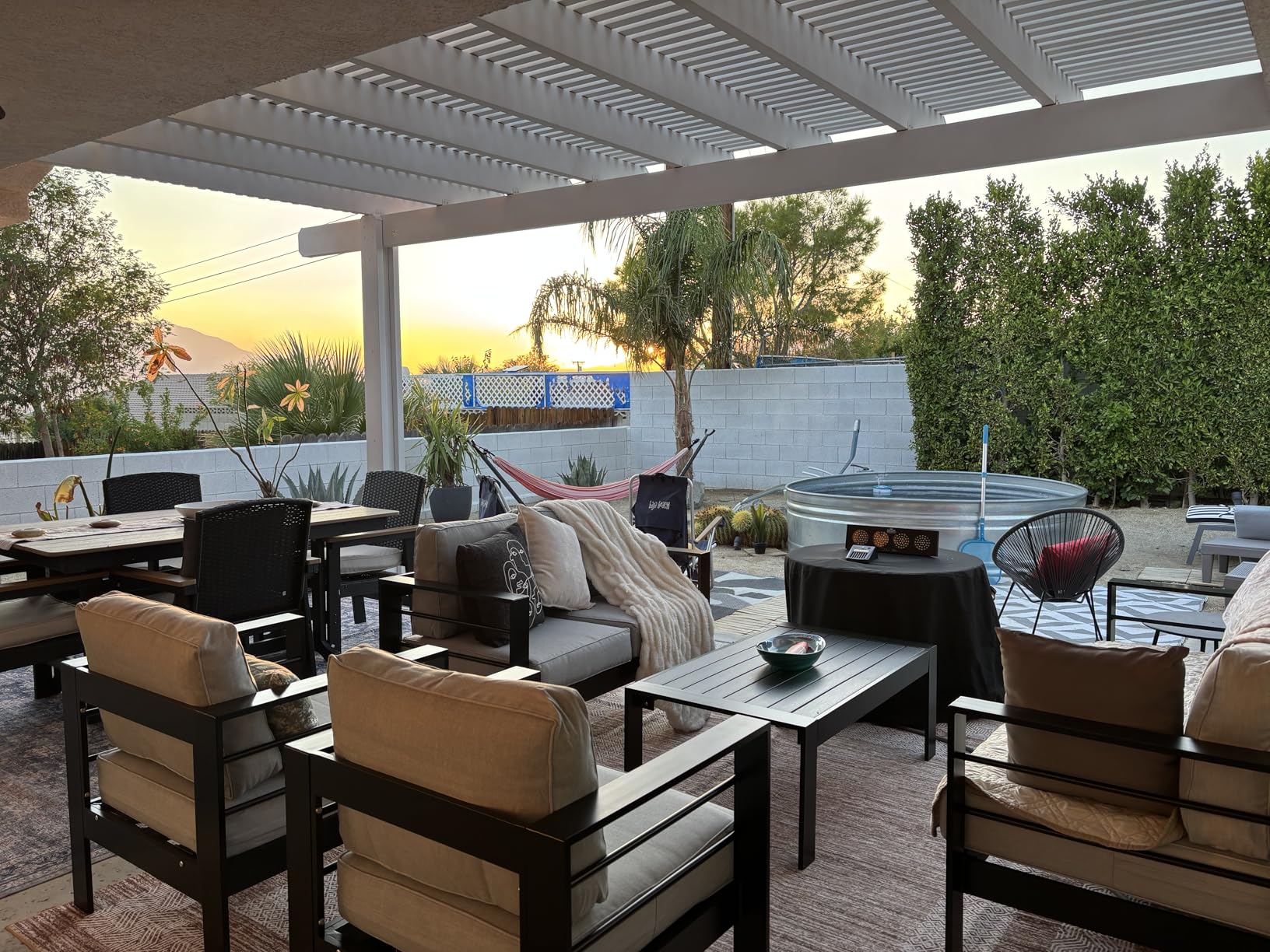 Wisteria Lane Aluminum Patio Furniture Set, 7 Seats Outdoor Conversation Set, Sectional Metal Sofa with 5 Inch Cushion and Coffee Table for Balcony, Backyard, Garden, Black Frame and Grey Cushion - Customer Photo 2