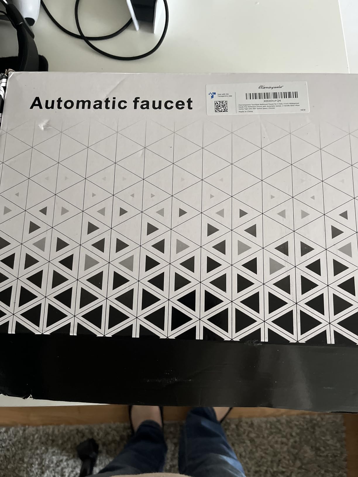 Charmingwater Touchless Bathroom Faucet for 3 Hole, 8 Inch Widespread Bathroom Sink Faucet with Automatic Sensor, 2-Handle Basin Mixer Vanity Taps with 360 deg Swivel Spout, Chrome - Customer Photo 1