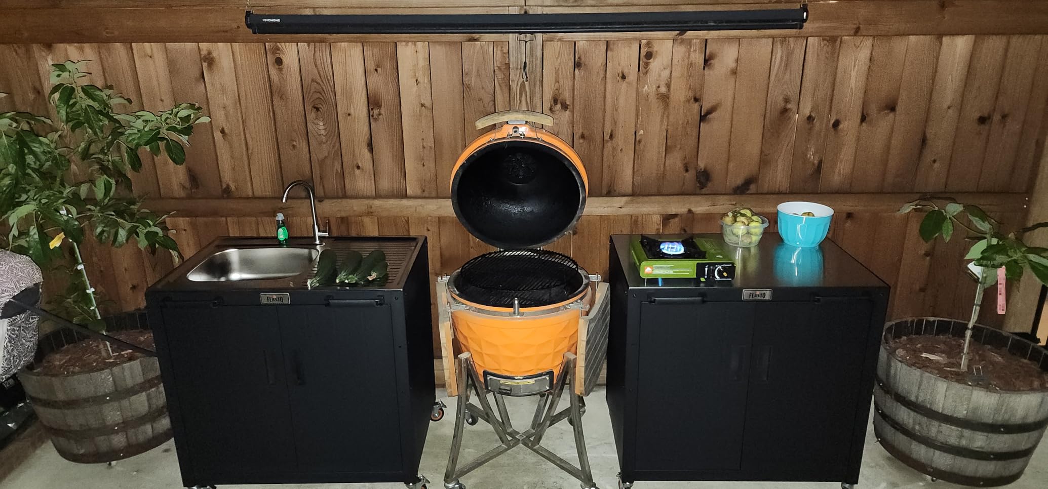 Feasto Grill Table, Outdoor Bar Cart Grill Cart with Storage Cabinet, Modular Outdoor Kitchen Island, Outdoor Grill Station with 304 Stainless Steel Top for Lawn & Garden, L35.4 x W24 - Customer Photo 1