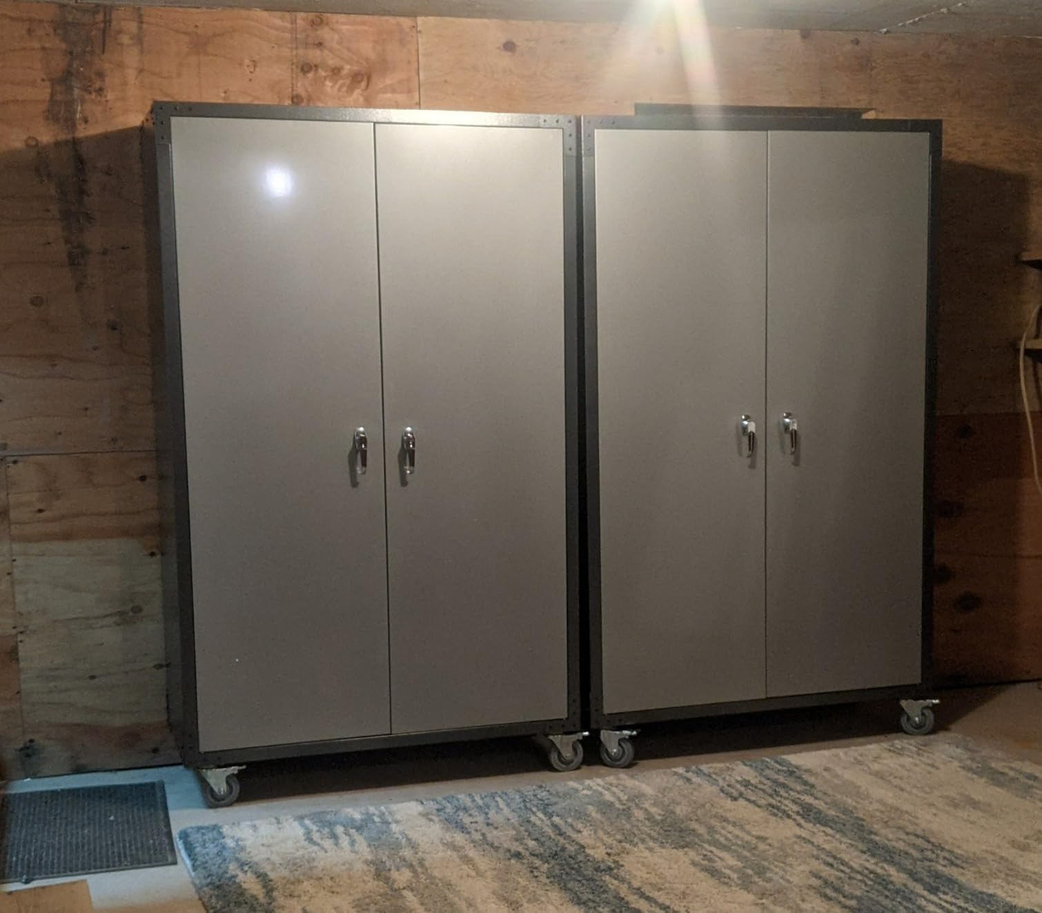 VINGLI Upgraded Wide & Deep Garage Storage Cabinet, Metal Storage Cabinet with Pegboards, Wheels, Locking Doors and Adjustable Shelves (Black & Silver, 43''W x 20''D x 72''H) - Customer Photo 1