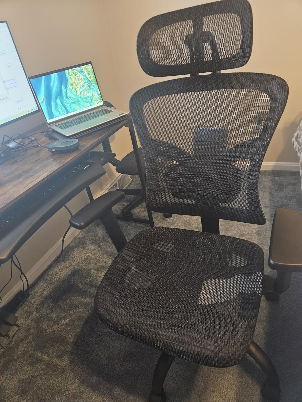Marsail Ergonomic Office Chair: Office Desk Chair with High Back Mesh and Adjustable Lumbar Support Rolling Work Swivel Task Chairs with Wheel 3D Armrests and Headrest - Customer Photo 1