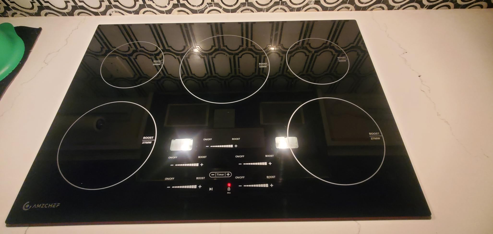 AMZCHEF 30 Inch 10600W Induction Cooktop With 5 BOOST Burners, 9 Levels Electric, Built-in Control by Slide Touchscreen, Child Safety Lock, Independent Timer, No Plug, 240V customer photo 2