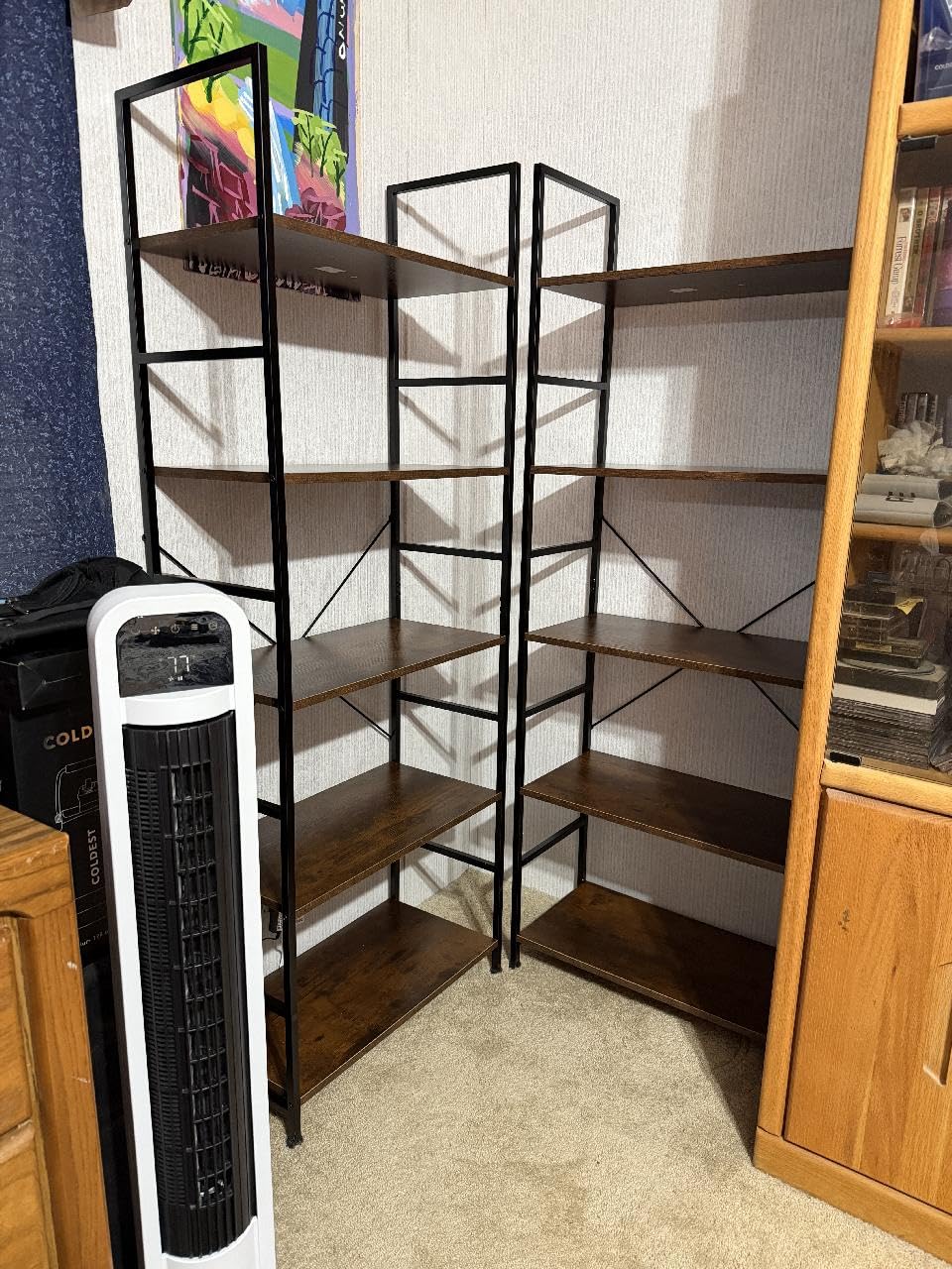 DUMOS 5 Tiers Bookshelf, Classical Modern Book Shelf, Tall Display Shelves in Living Room/Home/Office, Storage Organizer for CDs/Books/Movies, Rustic Brown - Customer Photo 2