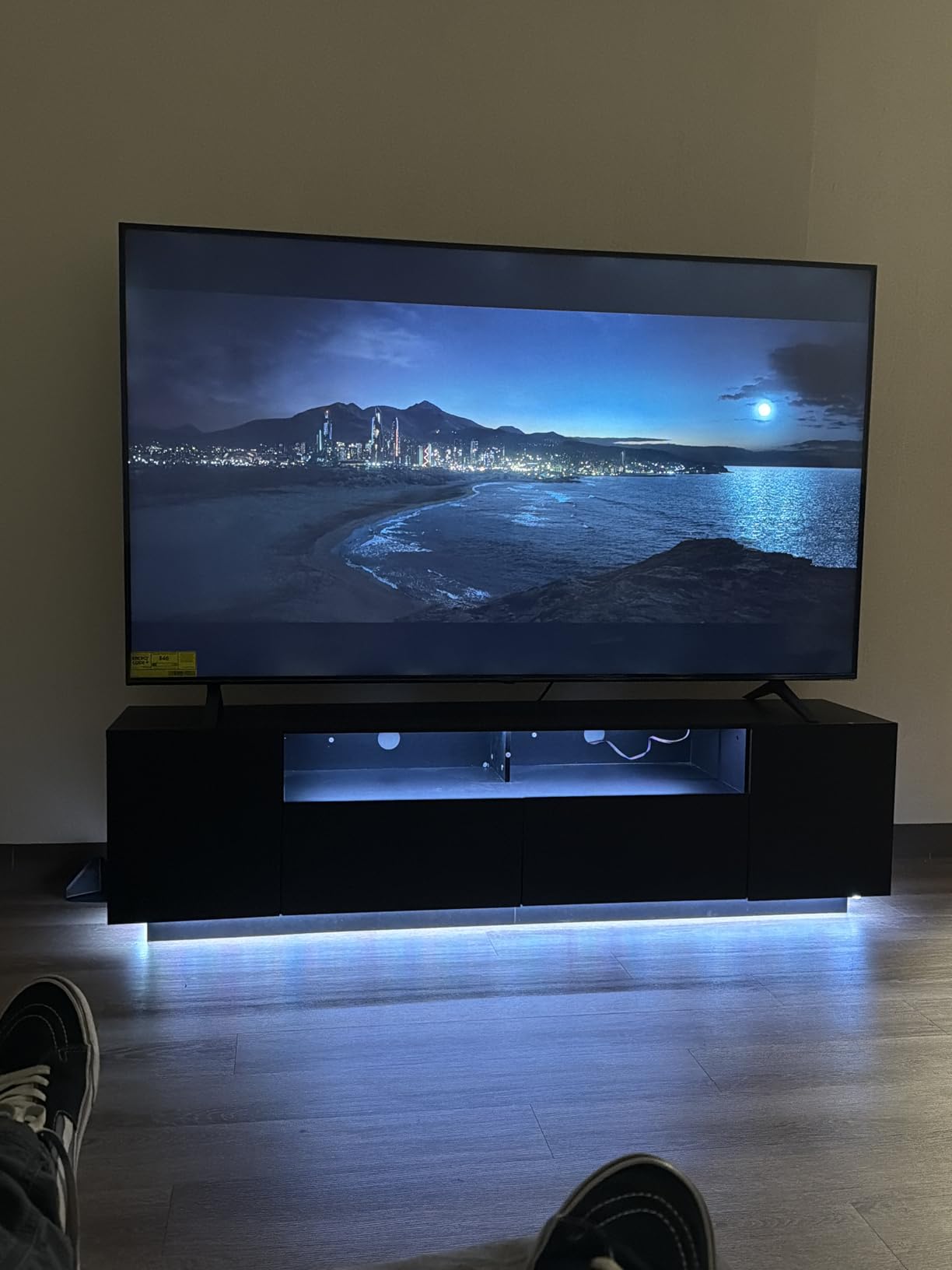 WLIVE Modern TV Stand for 65 Inch TV, Entertainment Center with LED Lights & Large Storage Cabinets, Sturdy Media Console for Living Room, Bedroom, Gaming(Black) - Customer Photo 1