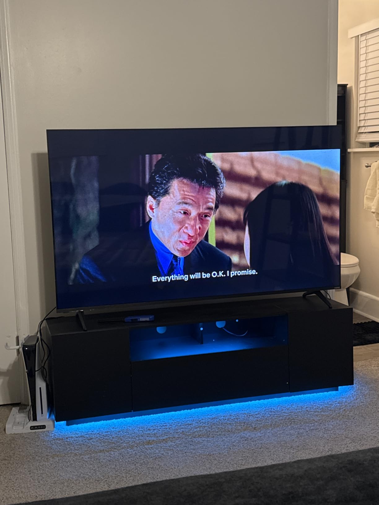 WLIVE Modern TV Stand for 65 Inch TV, Entertainment Center with LED Lights & Large Storage Cabinets, Sturdy Media Console for Living Room, Bedroom, Gaming(Black) - Customer Photo 3