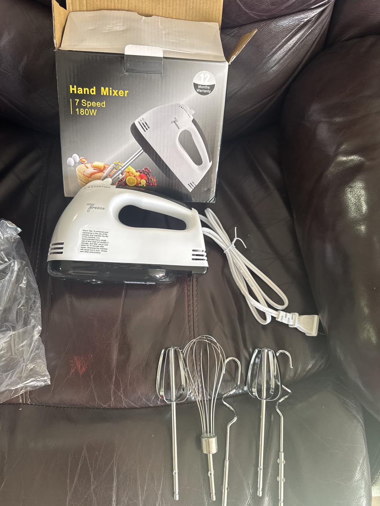 Showvigor Electric Hand mixer - 7 Adjustable Speed 180W Handheld Mixer Electric Whisk with 5 Stainless Steel Accessories, Turbo Boost/Self-Control Speed + Eject Button Food Beater for Cakes Eggs - Customer Photo 1