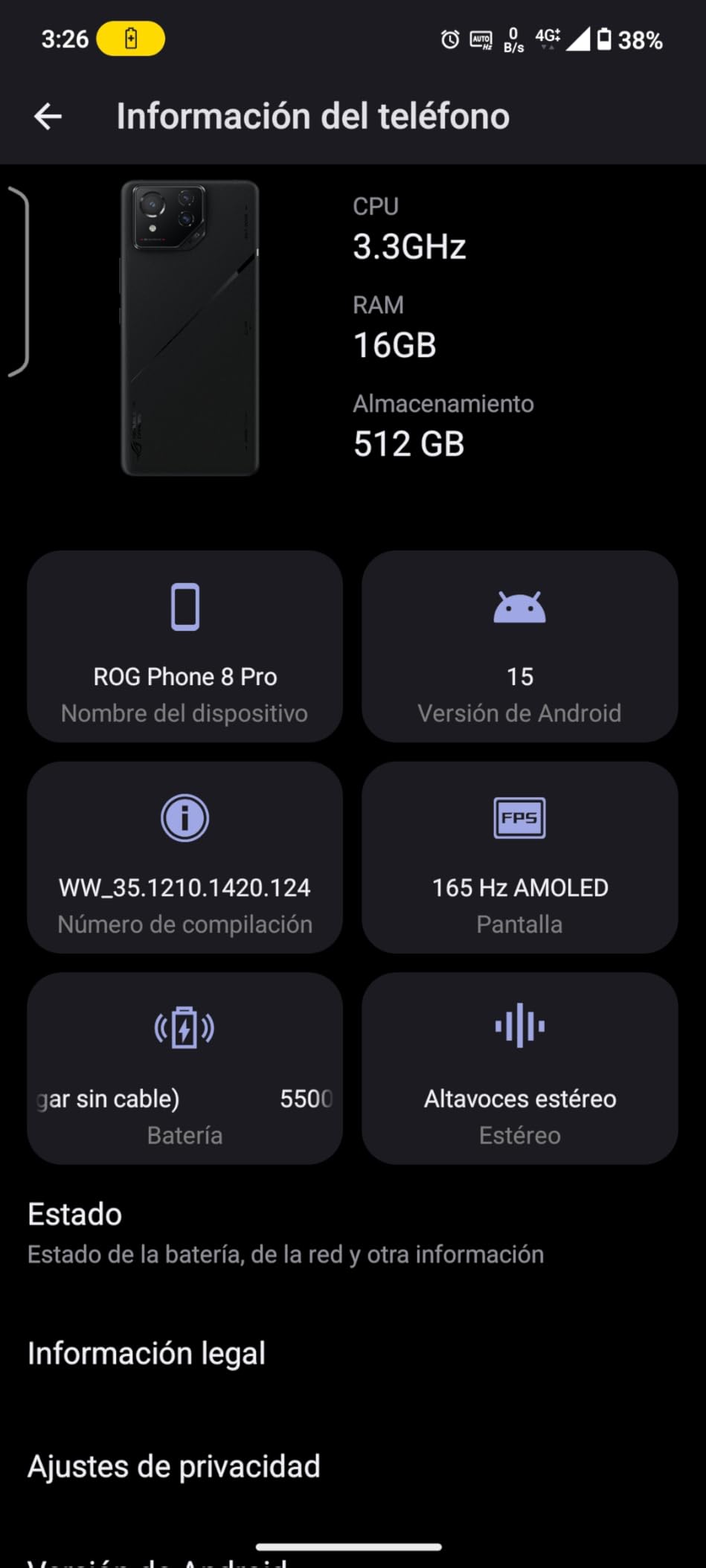 ASUS ROG Phone 8 Pro Unlocked Android Phone, US Version, 6.78-inch 165Hz AMOLED Display, 512GB, 16GB RAM, 5500mAh Battery, 50MP Gimbal Camera, 32MP Front, Snapdragon 8 Gen 3, Dual-SIM, Phantom Black - Customer Photo 2