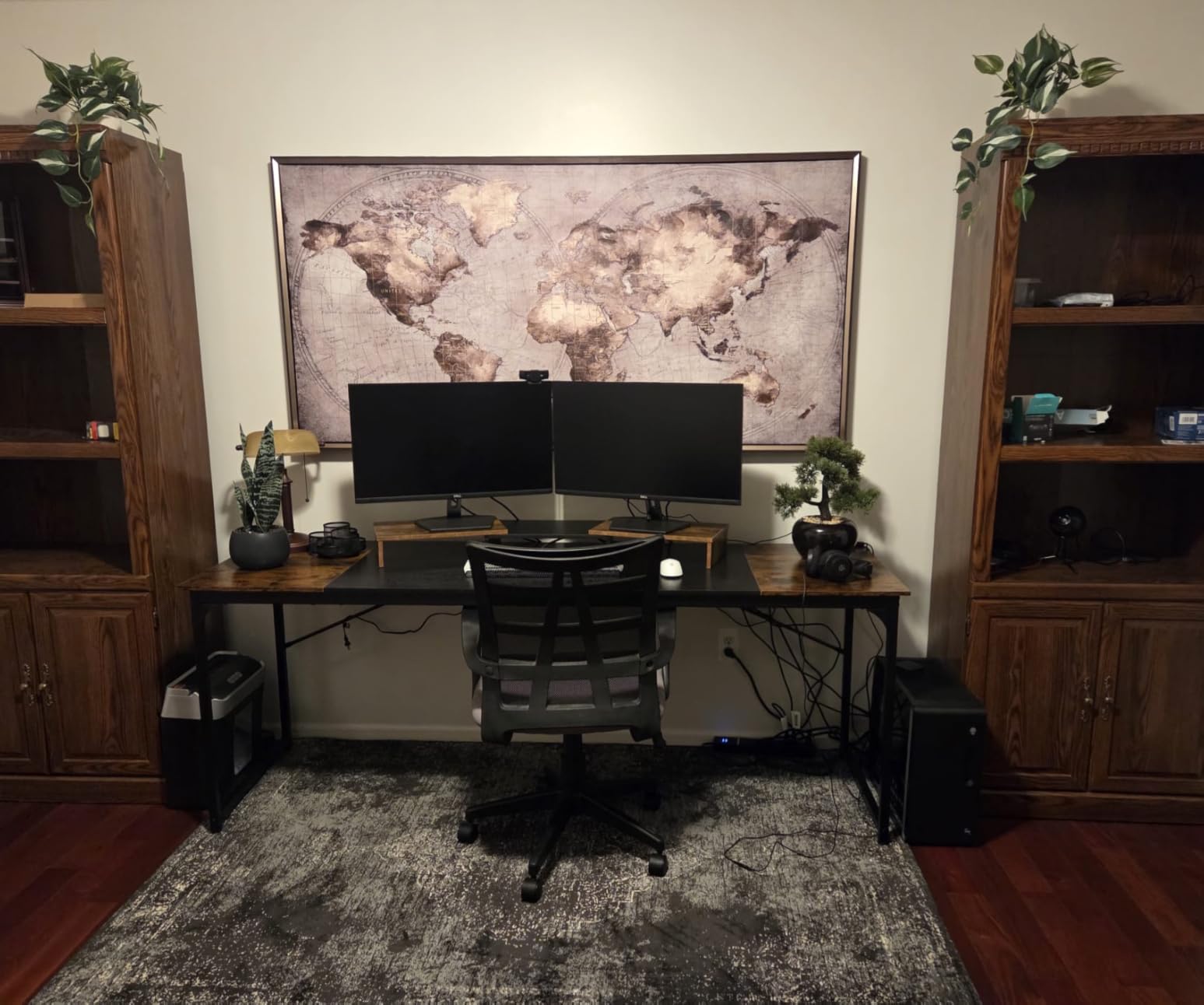 Huuger Computer Desk, 63 Inch Office Desk, Gaming Desk with Storage, Writing Desk Work Desk for Home Office, Study, Modern Simple Desk, Large Legroom, Metal Frame, Rustic Brown and Black - Customer Photo 2