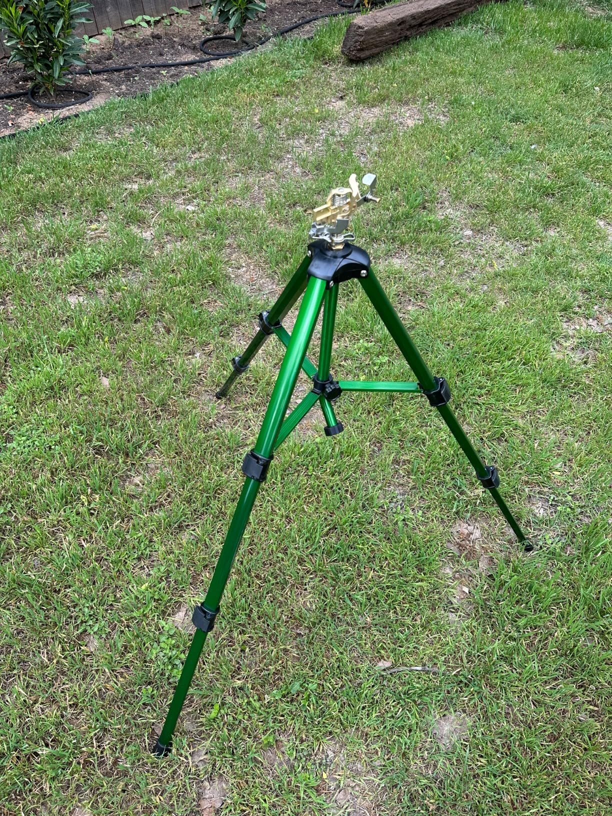 Impact Sprinkler on Tripod Base, Tripod Sprinklers with Brass Head, 360 Degree Large Area Irrigation with Extension Legs Flip Locks, Heavy Duty 3/4