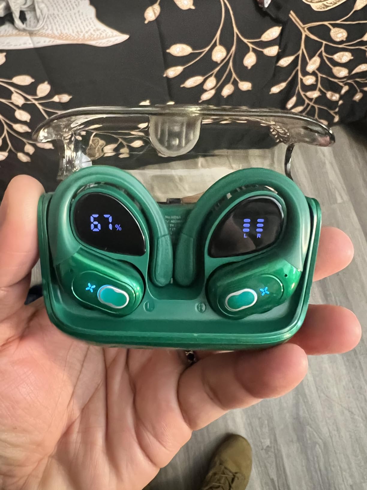 Wireless Earbuds 75hrs Bluetooth 5.4 Headphone Sport, 2025 Bluetooth Earbuds Stereo Deep Bass Over Ear Bud with Earhooks, ENC Noise Cancelling Mic, IPX7 Waterproof Earphone for Workout/Running - Customer Photo 1