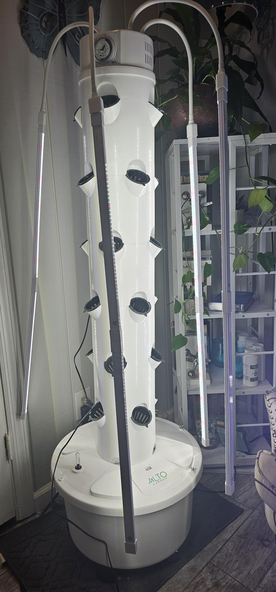 GX Hydroponic Tower | Vertical Planter Tower | Hydroponics Growing System Kit | Food Grade with 24 Net Pots (with LED Grow Lights) customer photo 1