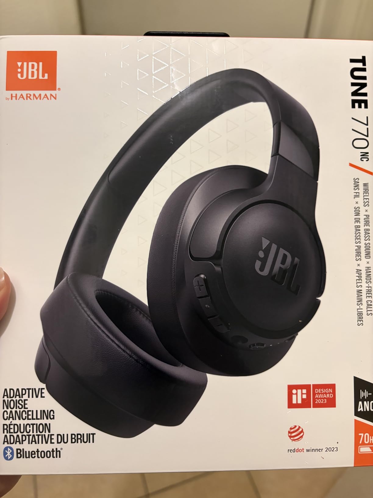 JBL Tune 770NC - Adaptive Noise Cancelling with Smart Ambient Wireless Over-Ear Headphones, Bluetooth 5.3, Up to 70H Battery Life with Speed Charge, Lightweight, Comfortable & Foldable Design (Black) - Customer Photo 2
