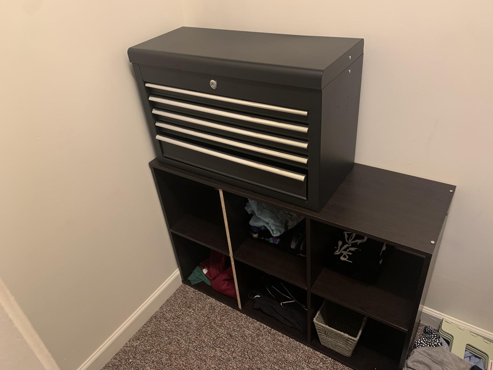 Winado 24-inch Portable Tool Box, 5 Drawers & Top Storage Tray Tool Box with Drawers, Lockable Metal Tool Chest Cabinet for Garage, Warehouse, Repair Shop & Home - Customer Photo 1