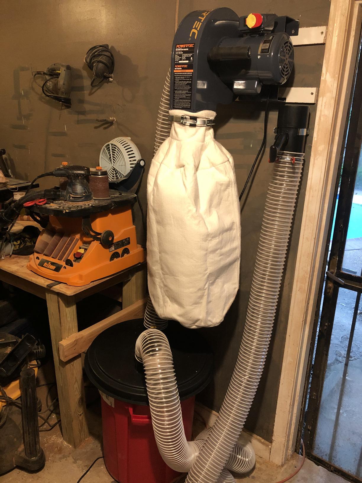 POWERTEC 1 HP Dust Collector with 1 Micron Dust Collector Bags and Mobile Base, Dust Collectors with 800 CFM for Woodworking Dust Collection System (DC1081) - Customer Photo 1