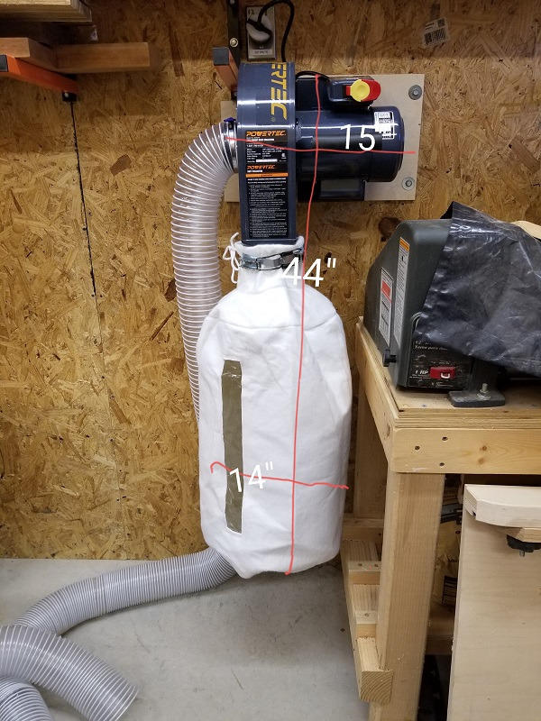 POWERTEC 1 HP Dust Collector with 1 Micron Dust Collector Bags and Mobile Base, Dust Collectors with 800 CFM for Woodworking Dust Collection System (DC1081) - Customer Photo 2
