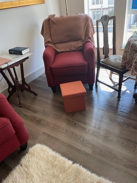 Ornavo Home Small Storage Ottoman Foldable Collapsible Cube Square Linen Ottoman Foot Rest Stool Seat, for Living Room, Bedroom, Home Office, Dorm - 12 x 12 x 12, Beige - Customer Photo 1
