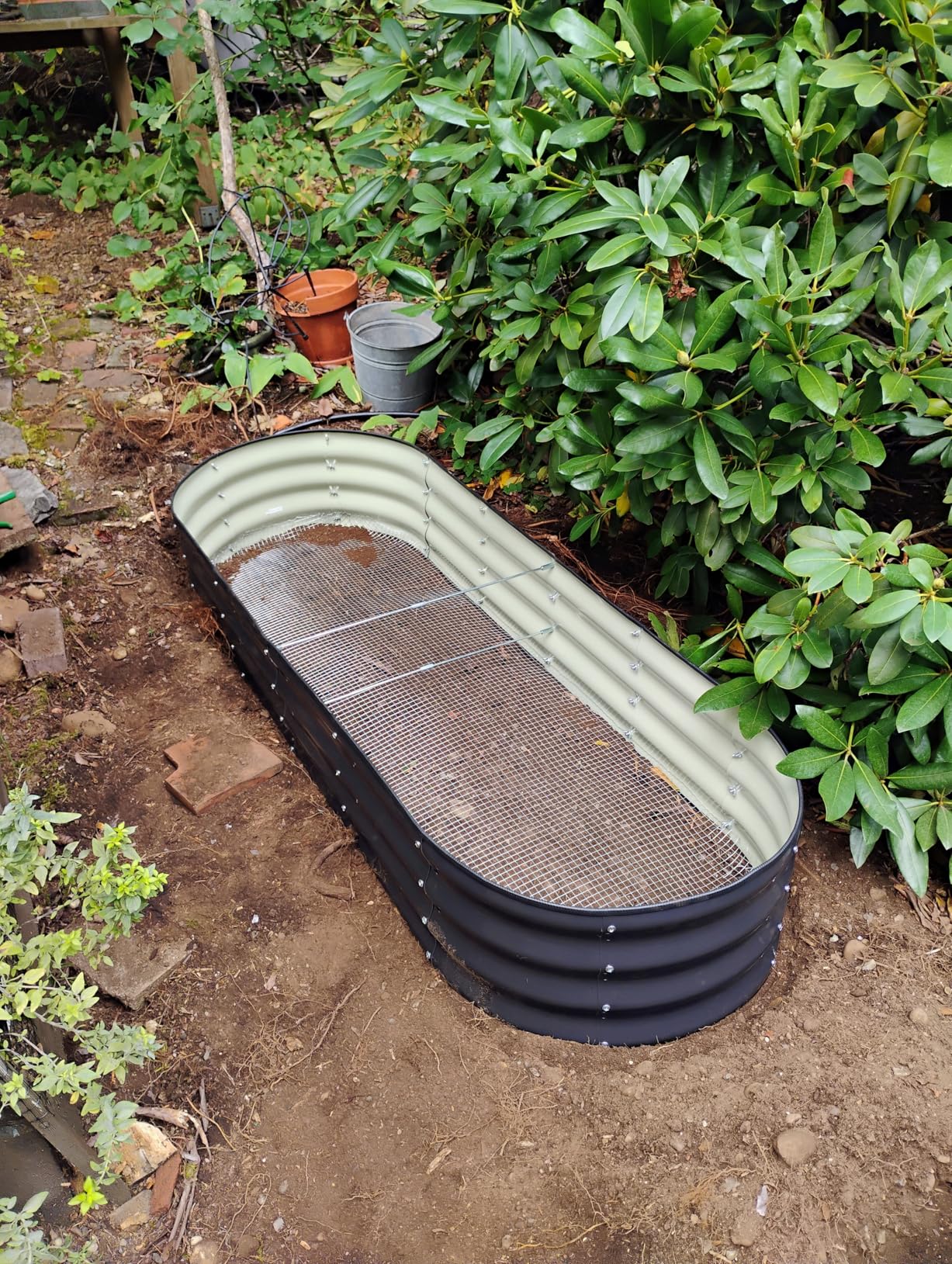 Galvanized Raised Garden Bed - 4x2x1FT Metal Planter Boxes Outdoor | Oval Steel Raised Bed Kit for Gardening with Protective Tape, Gloves for Vegetables, Flower, Herb (White) - Customer Photo 2